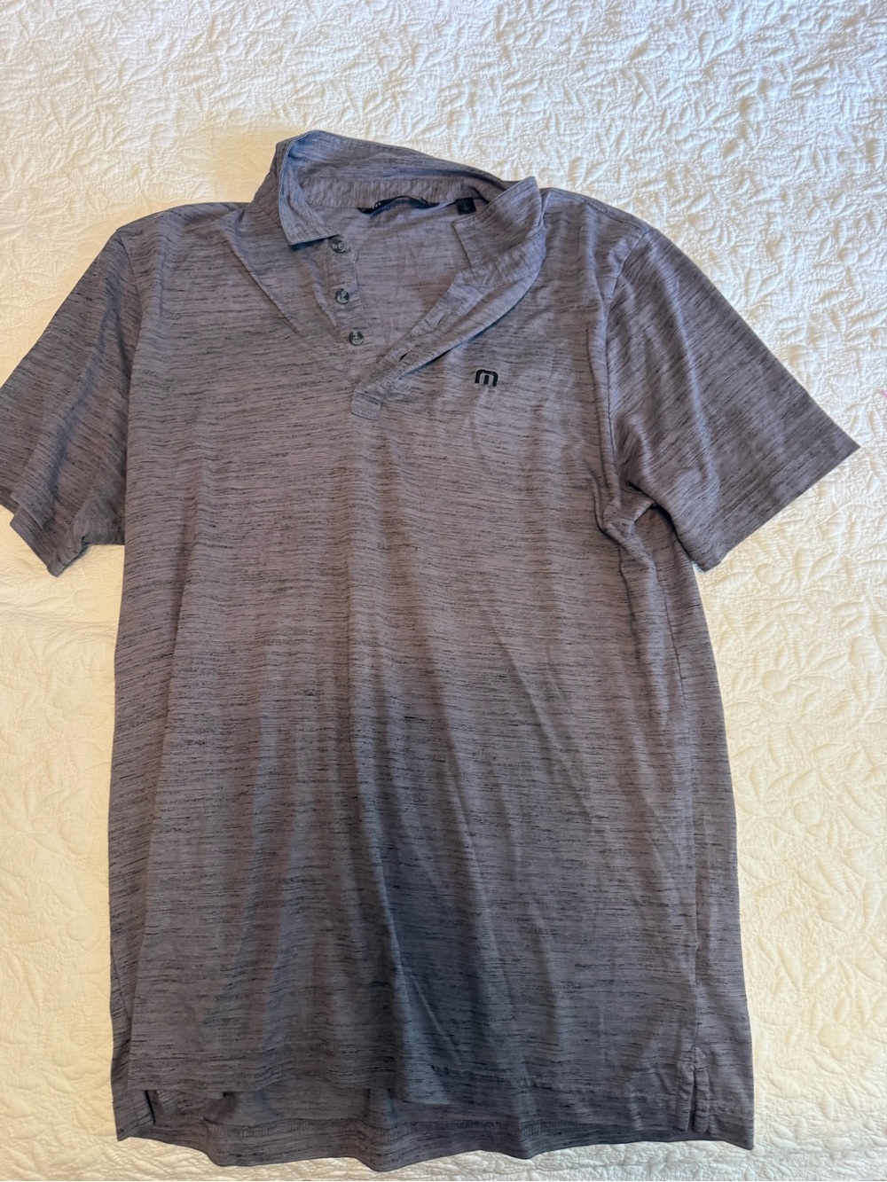 Travis Mathew Men’s Heather Gray Performance Polo